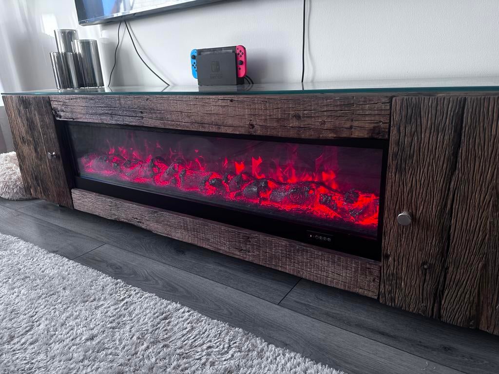 Kensington Sfeerhaard Kast - TV Meubel met Elektrische Haard, Huis en Inrichting, Kasten | Televisiemeubels, Ophalen, 100 tot 150 cm