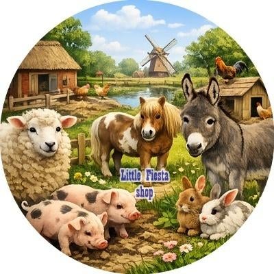 L1322 icing frosting boerderij dieren 20cm eetbare print, Ophalen of Verzenden, Nieuw, Taarten, Versiering