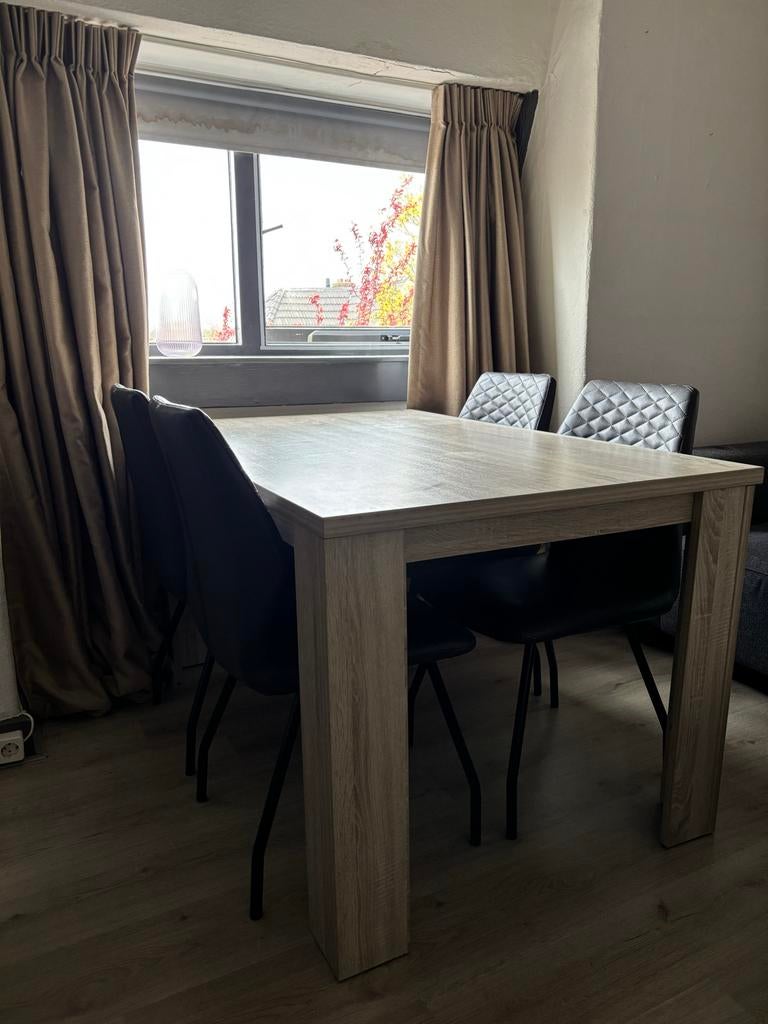 Set van 4 eetkamerstoelen - Grijs kunstleer, Huis en Inrichting, Stoelen, Ophalen, Kunststof, Gebruikt, Vier