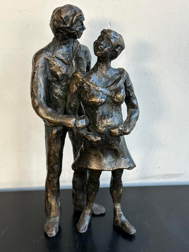 Brons beeld Samen in blijde verwachting 22.5 cm, Ophalen of Verzenden, Zo goed als nieuw
