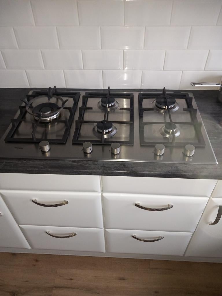 Whirlpool 5-pits gasfornuis - RVS inbouw kookplaat, Ophalen of Verzenden, Zo goed als nieuw, Inbouw, Gas
