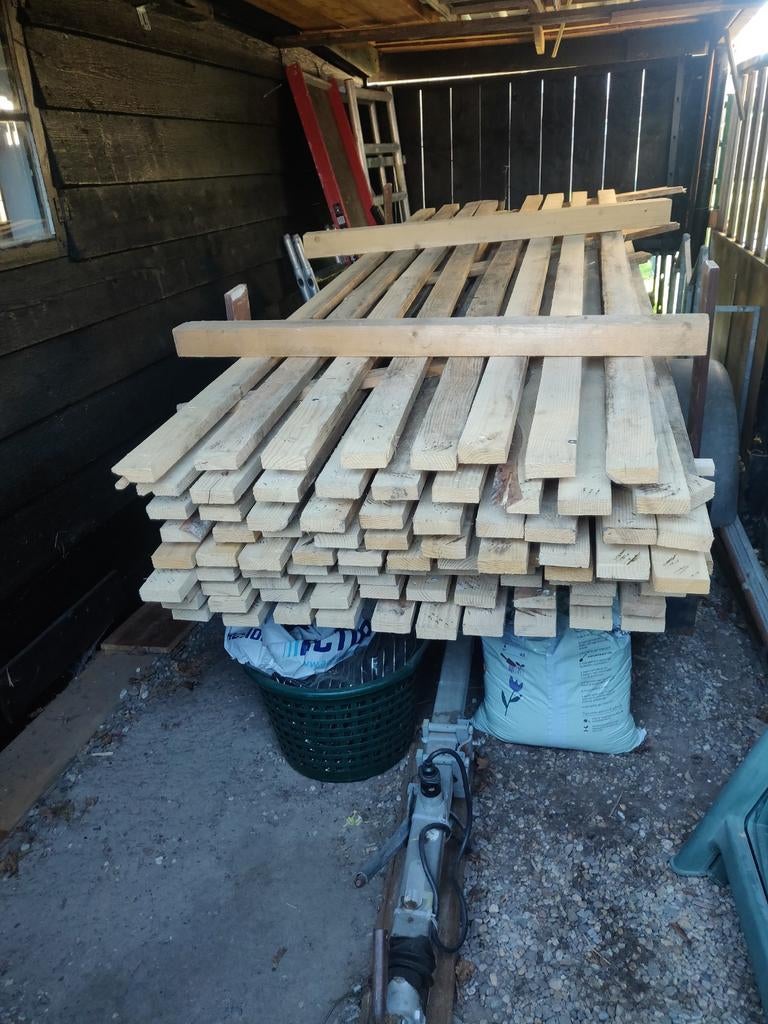 Panlatten, Doe-het-zelf en Verbouw, Hout en Planken, Gebruikt, Balk, Minder dan 200 cm, Ophalen