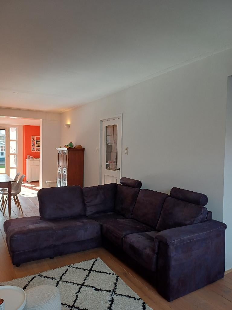 Stoere hoekbank met divan, Ophalen, Gebruikt, Leer, Landelijk