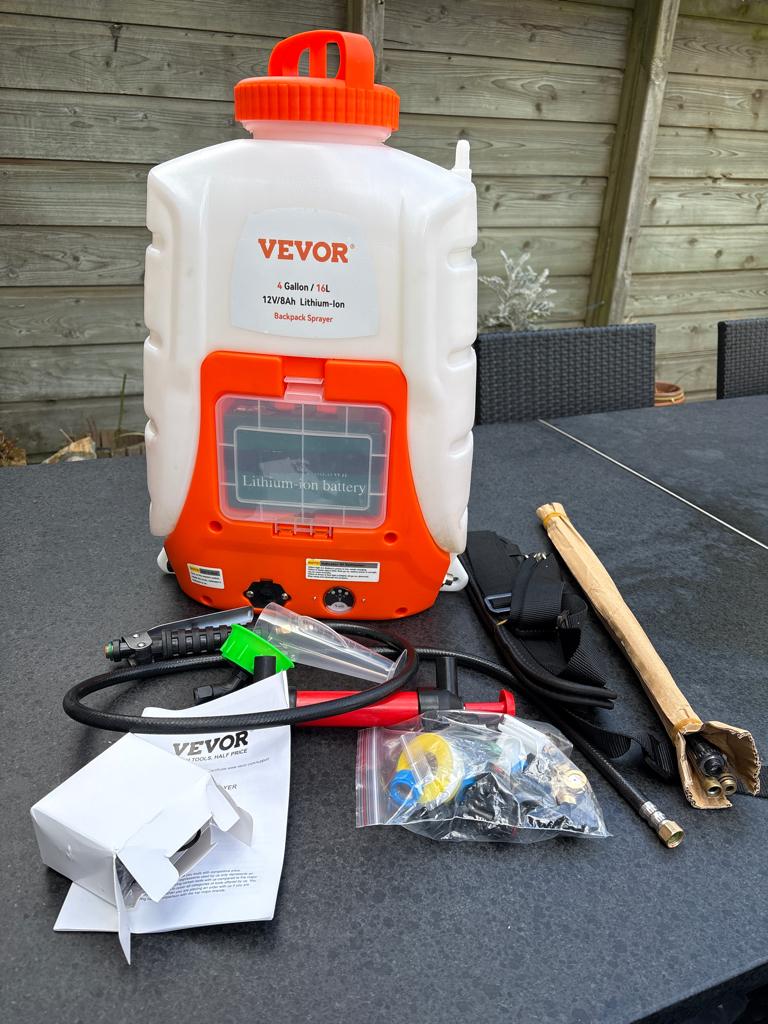 Elektrische VEVOR Draadloze drukspuit 15L Rugspuit Tuinspuit, Ophalen of Verzenden, Zo goed als nieuw, Multisproeier