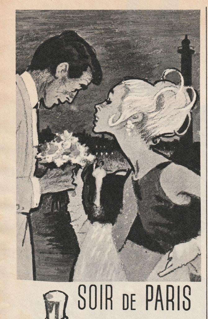 Retro reclame 1963 Bourjois Soir de Paris parfum flesjes, Verzenden, Overige typen