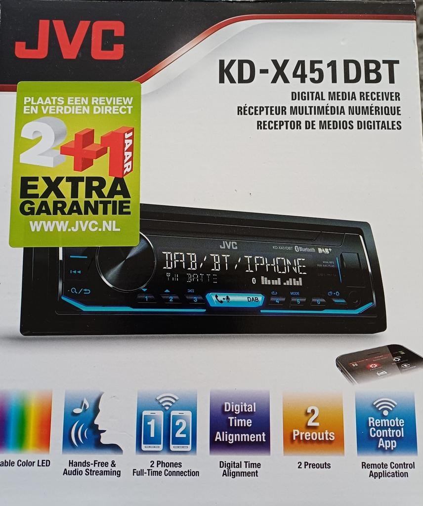 JVC KD-X451DBT Autoradio met DAB+, Bluetooth & Handsfree, Ophalen, Gebruikt