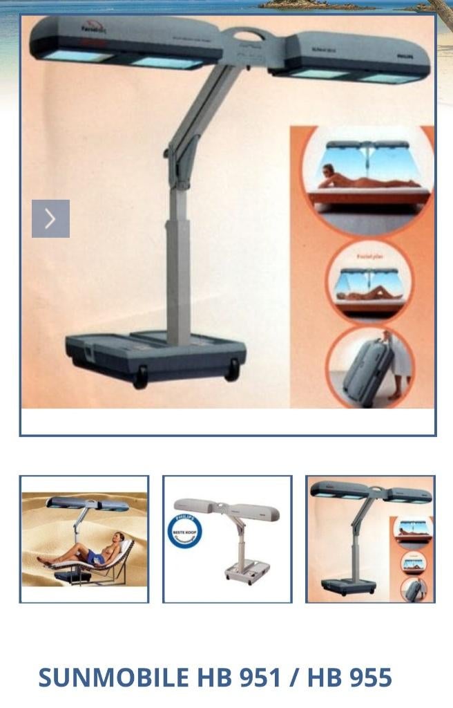 Philips Sunmobile HB951, Witgoed en Apparatuur, Zonnebanken en Gezichtsbruiners, Ophalen, Gebruikt, Zonnebank enkelzijdig, Minder dan 10 lampen