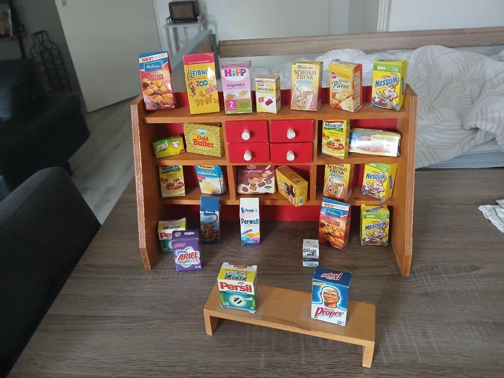 Winkeltje met mini's boodschappen vintage, Overige supermarkten, Ophalen of Verzenden