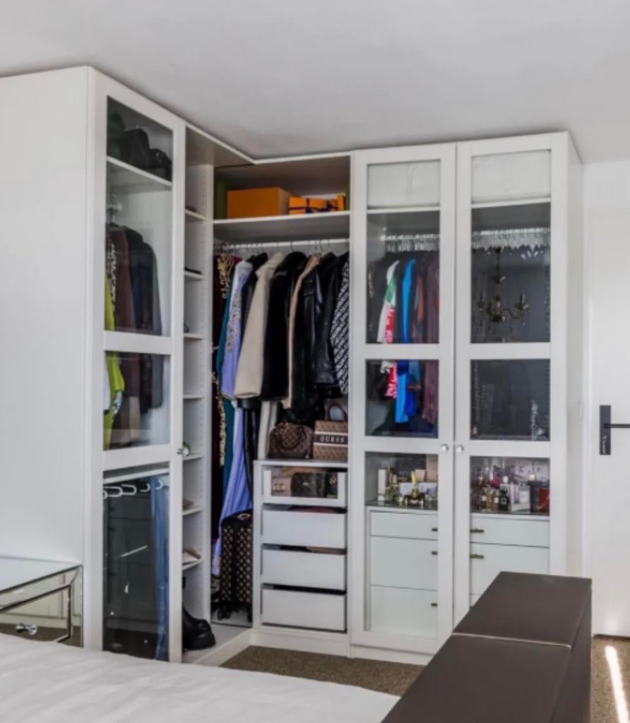 PAX kast hoek met lades en glazen deuren, Gebruikt, 200 cm of meer, Ophalen of Verzenden, 200 cm of meer