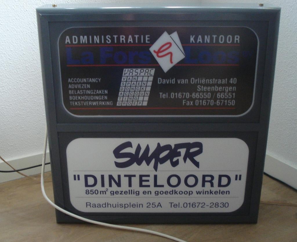vintage lichtbak reclamebord aluminium voor binnen en buiten, Ophalen, Gebruikt, Lichtbak of (neon) lamp