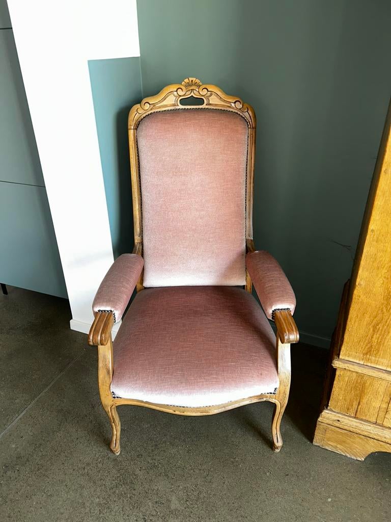 Prachtige Roze Barok Fauteuil – Eyecatcher, Ophalen of Verzenden, Zo goed als nieuw, 75 tot 100 cm, 50 tot 75 cm