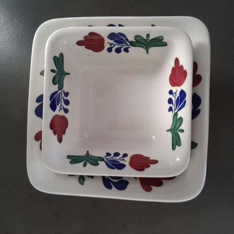 Boerenbont verschillende  schalen, vierkant en rond, Gebruikt, Ophalen of Verzenden, Schaal of Schalen, Aardewerk