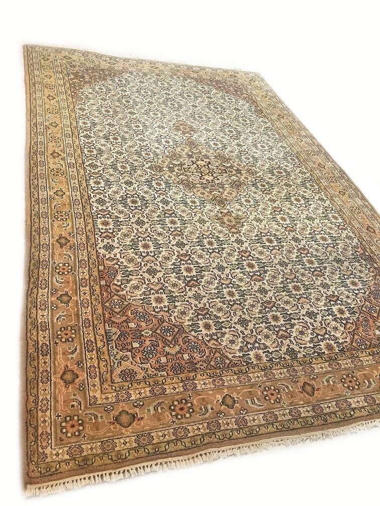 Perzisch tapijt handgeknoopt Bidjar Herati Oosters, Gebruikt, 200 cm of meer, Ophalen of Verzenden, Rechthoekig