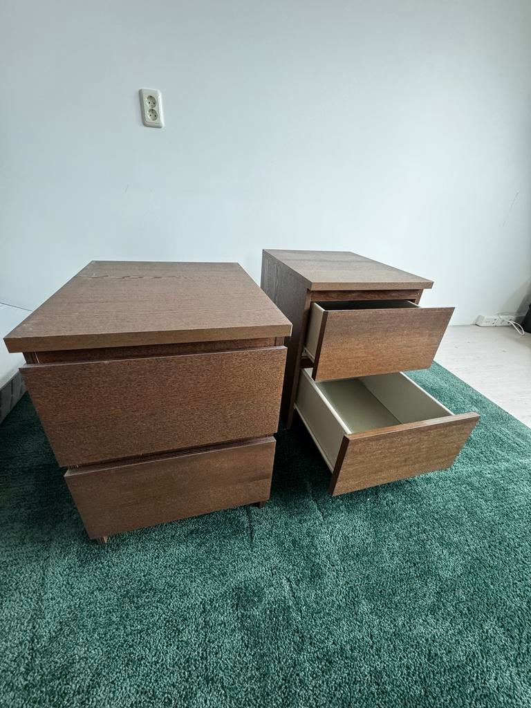 2 Ikea Malm nachtkastjes, Ophalen, Gebruikt, Minder dan 45 cm, Minder dan 55 cm