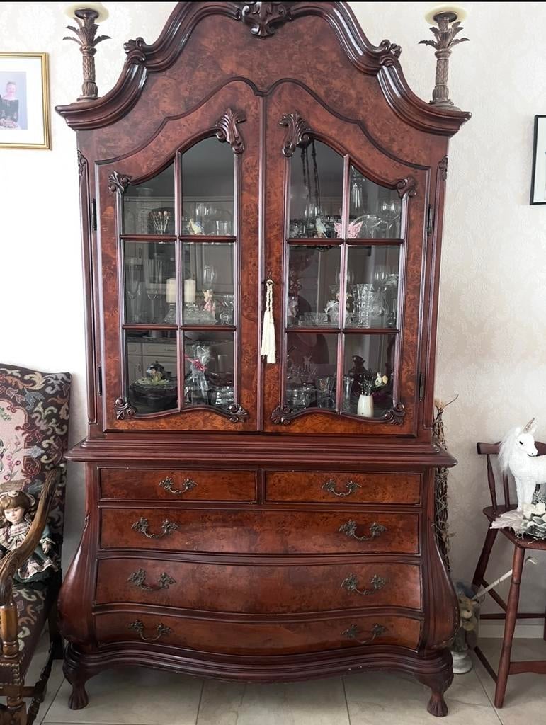 Prachtige Antieke Vitrine Buikkast - Uniek Meubelstuk, Ophalen, Gebruikt, 100 tot 150 cm, Met lade(s)