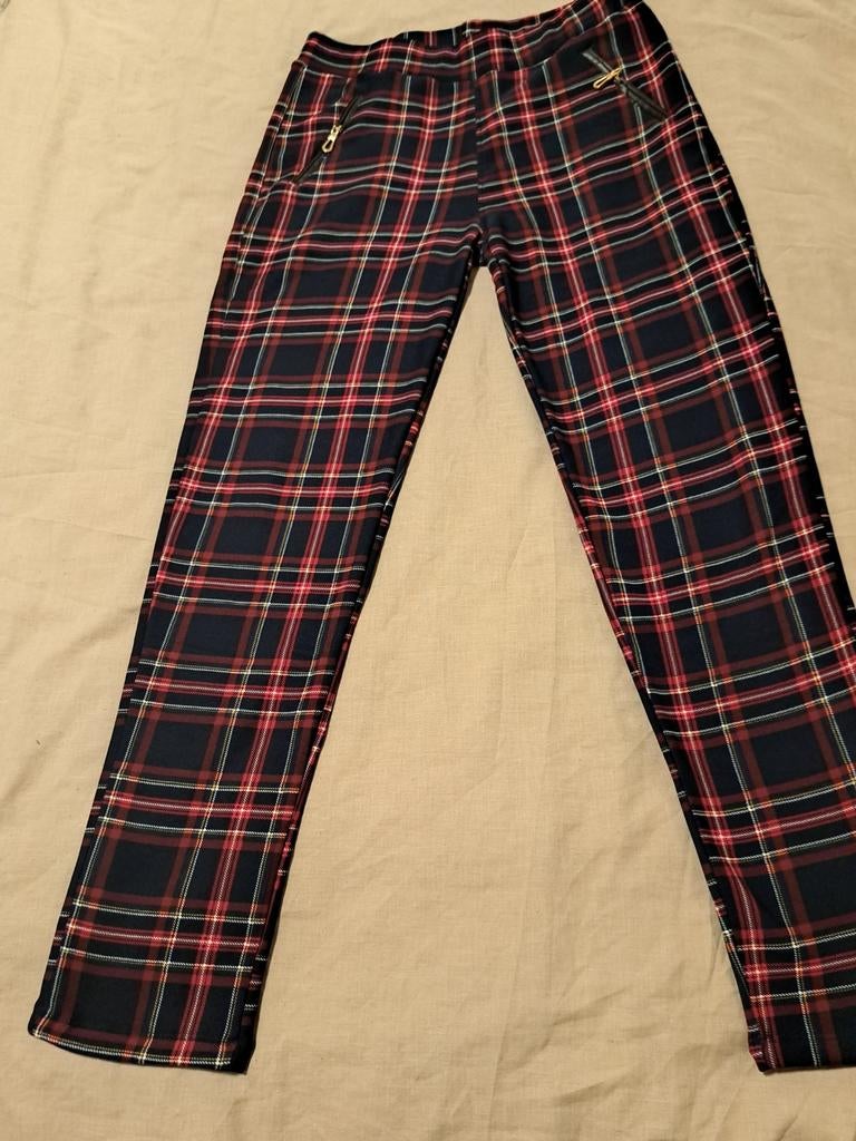 Tartan legging met ritsen, Ophalen of Verzenden, Maat 36 (S), Lang, Gedragen