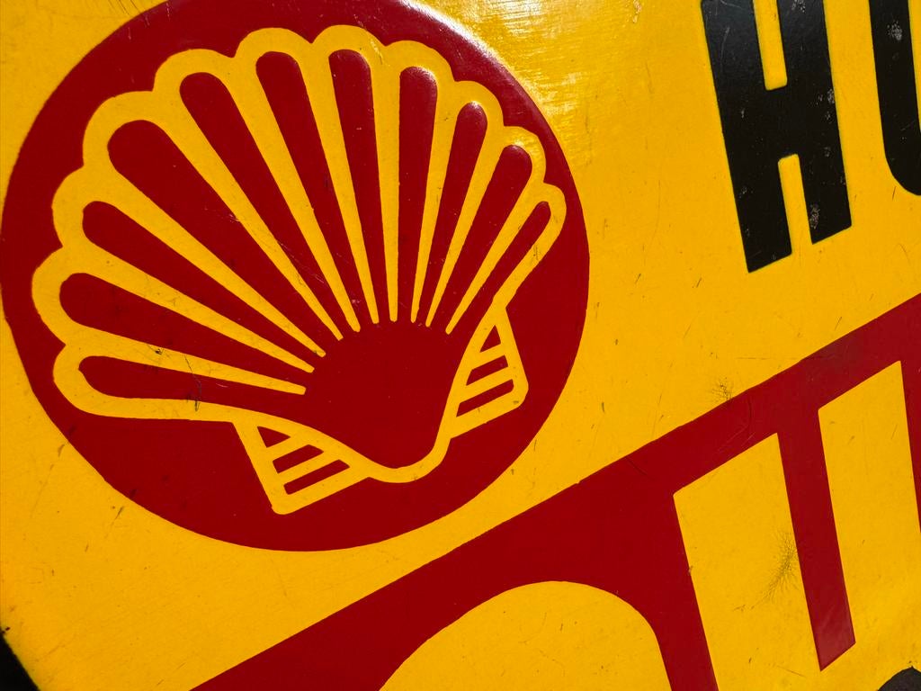 Vintage Shell Emaille Reclamebord - Huiles Shell, Ophalen of Verzenden