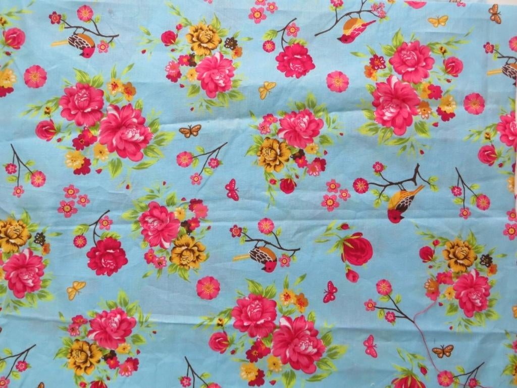 Vintage Quilt Patchwork, Naai, knutselstof nr 3130 bloemen, Hobby en Vrije tijd, Stoffen en Lappen, Zo goed als nieuw, Katoen