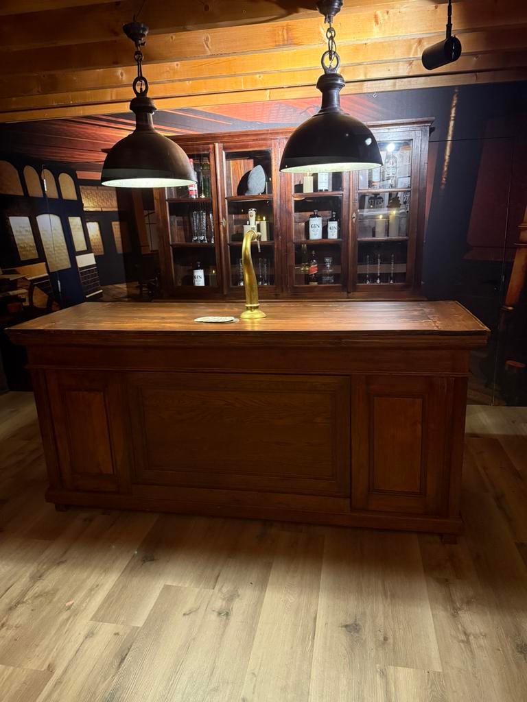 Antieke bruin cafe bar kroeg toog man cave barset xl bruine, Ophalen of Verzenden