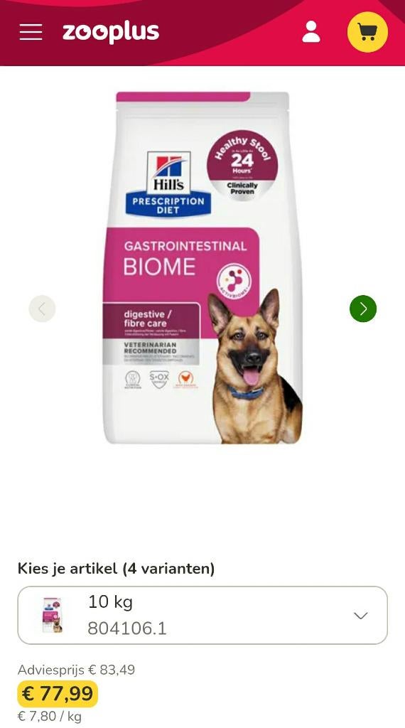 Hills gastrointestinal biome brokken  10kg zak, Dieren en Toebehoren, Ophalen, Hond
