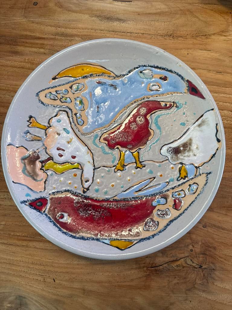 Uniek Keramisch Wandbord 'Vogels' door Johan van Loon, Ophalen of Verzenden