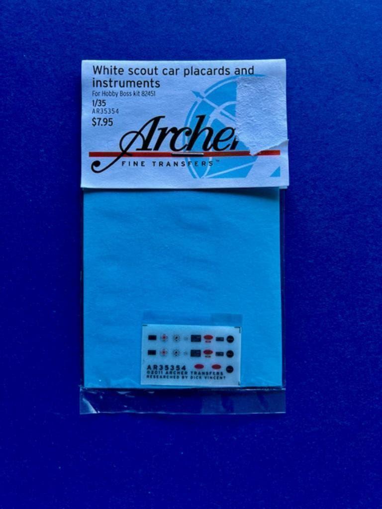 ARCHER	AR35354	White scout car instruments and placards	1/35, Verzenden, 1:32 tot 1:50, Nieuw, Italeri