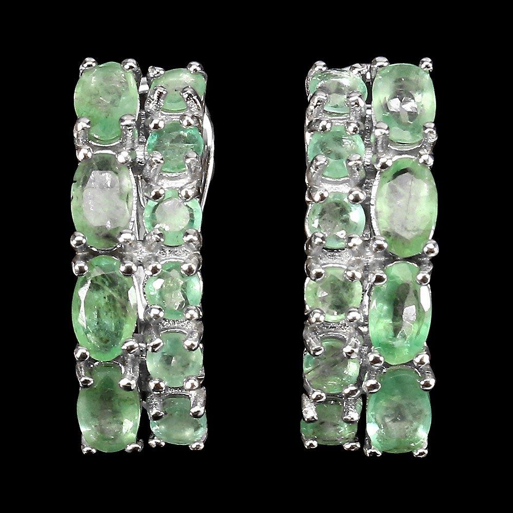 oorbellen 925 zilver 14 k wit goud verguld met Smaragd, Nieuw, Ophalen of Verzenden, Met edelsteen, Knopjes of Stekers