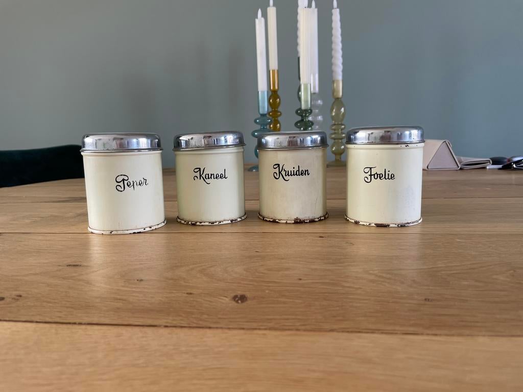 Vintage creme emaille blikken brabantia, Ophalen of Verzenden