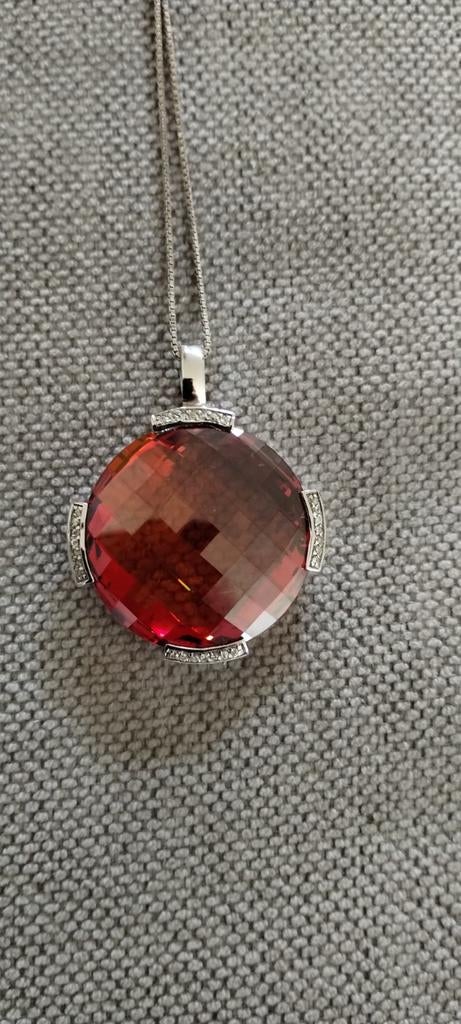 Grote zilveren hanger CAI met zirkonia, Ophalen of Verzenden, Zo goed als nieuw, Zilver, Zilver