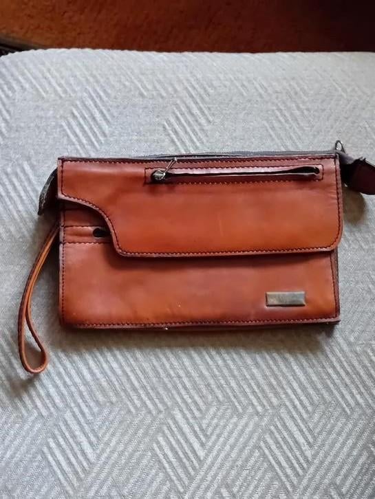 Vintage Leren Handtas/Polstas voor Heren - Style Gentleman, Ophalen of Verzenden, Gebruikt, Overige merken