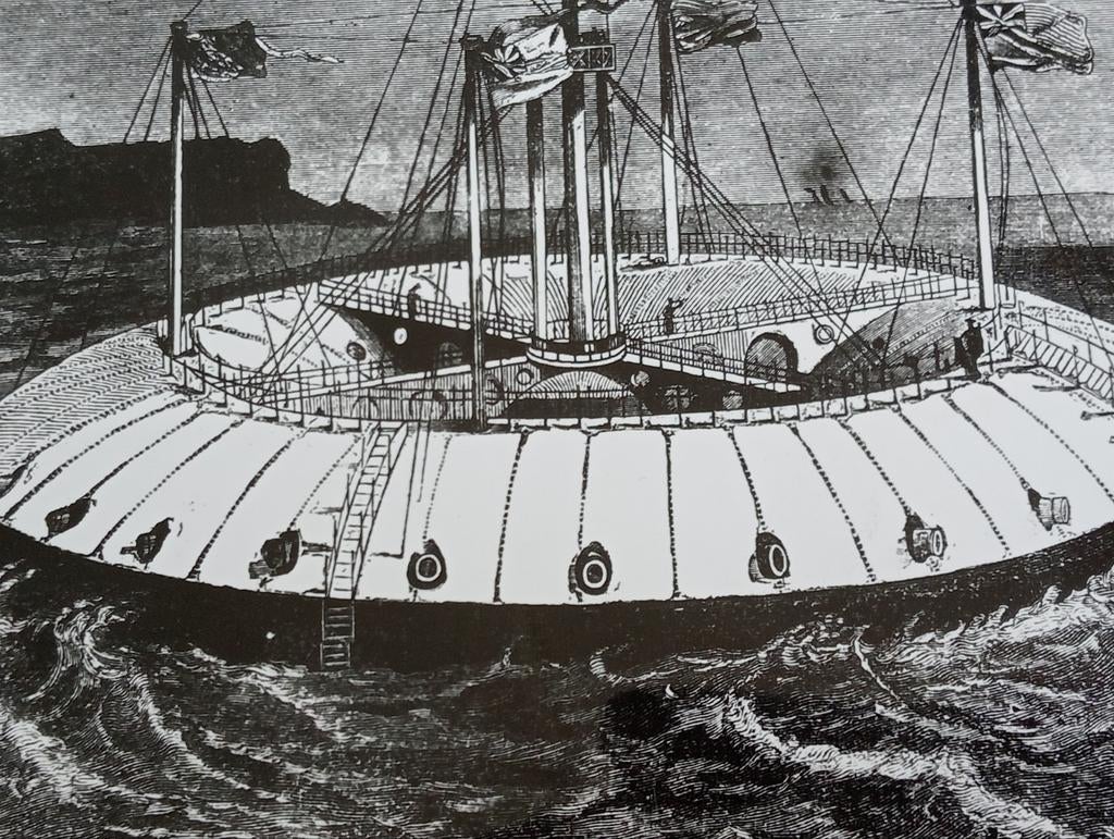 Persfoto jaren 50-60 Ets Drijvende Batterij oorlogsschip, ., Kaart, Foto of Prent, Ophalen of Verzenden, .