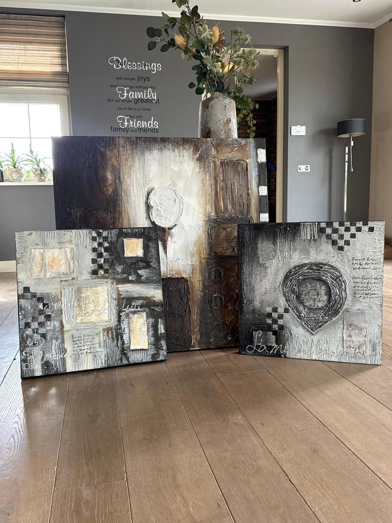 Set 3 Cobra schilderijen 100x100 + 2x 60x60, Ophalen