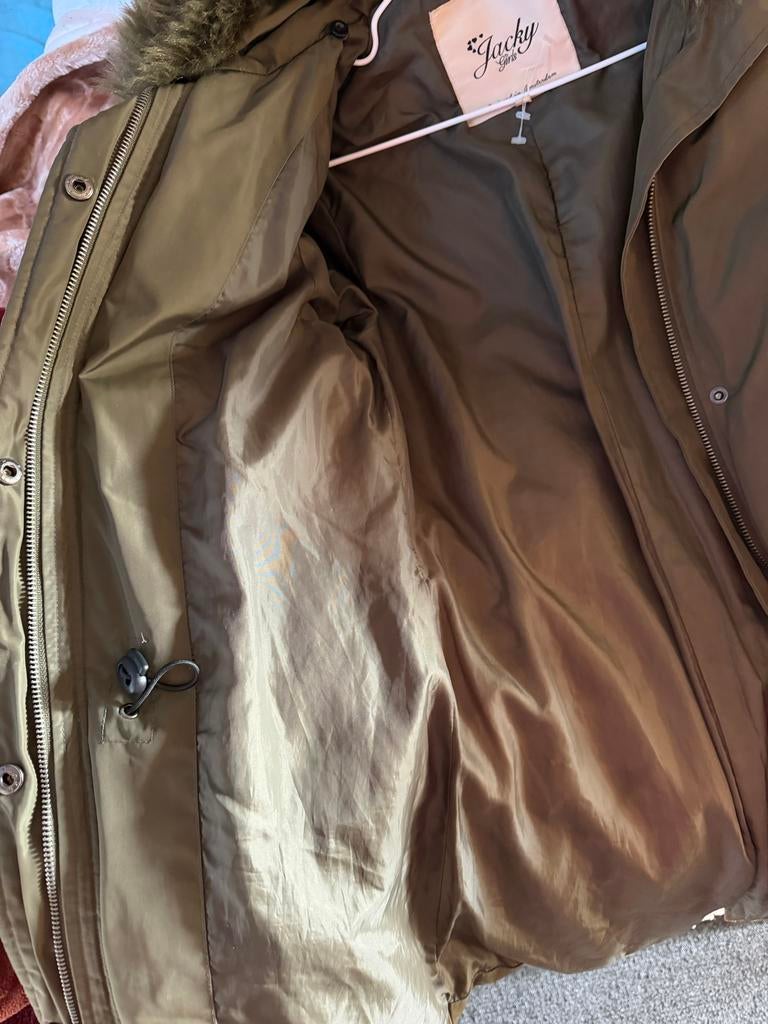 Jacky Luxury winterjas met bontkraag, Ophalen of Verzenden, Gedragen, Maat 38/40 (M), Groen