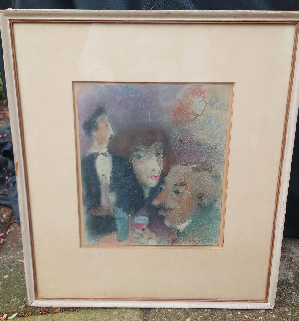 ~1920 Pigalle La Rouge Chante, pastel monogram MHP/MNO?, Ophalen of Verzenden