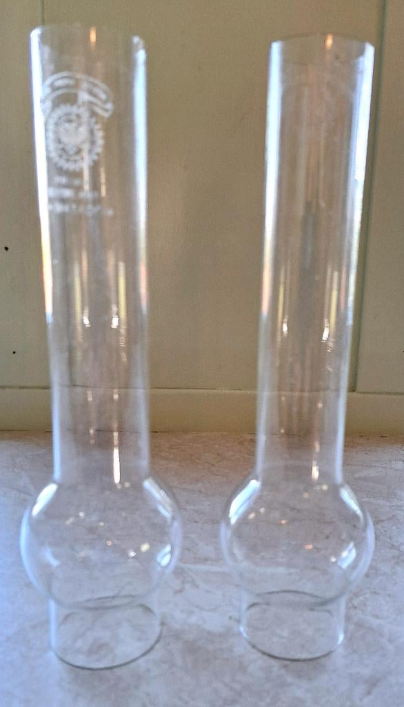 2x olielamp glas lampenglas buikglas scheepslamp stormlamp, Verzenden