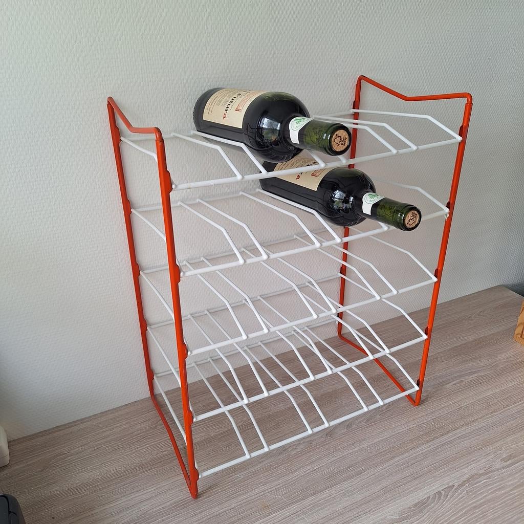 Vintage oranje/wit demonteerbaar Tomado wijnrek, Ophalen of Verzenden, Zo goed als nieuw, Metaal, Minder dan 50 cm