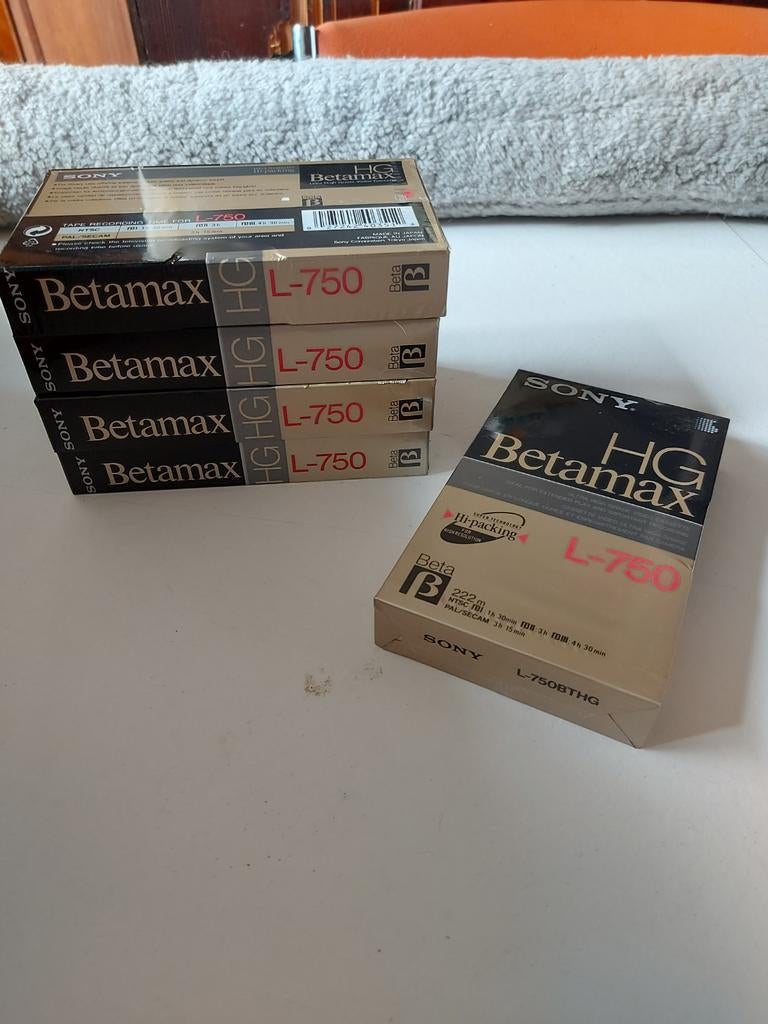 5X Nieuw HG Sony Betamax Videoband L-750 Zwart Label, Audio, Tv en Foto, Videospelers, Ophalen of Verzenden, Nieuw, Videoband