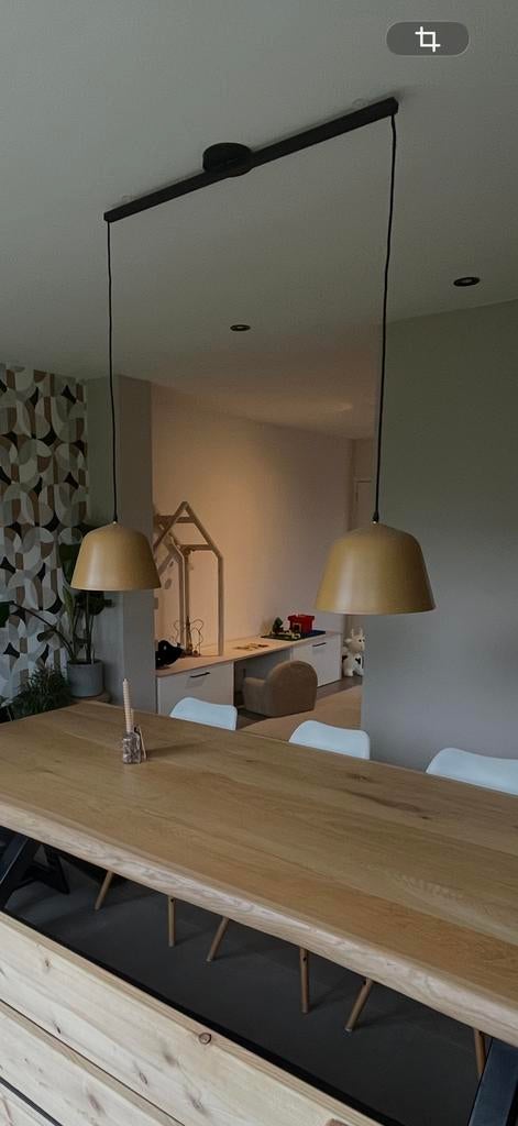 Twee okergele lampen met nieuwe plafondplaat, Ophalen, Zo goed als nieuw, Metaal, Minder dan 50 cm
