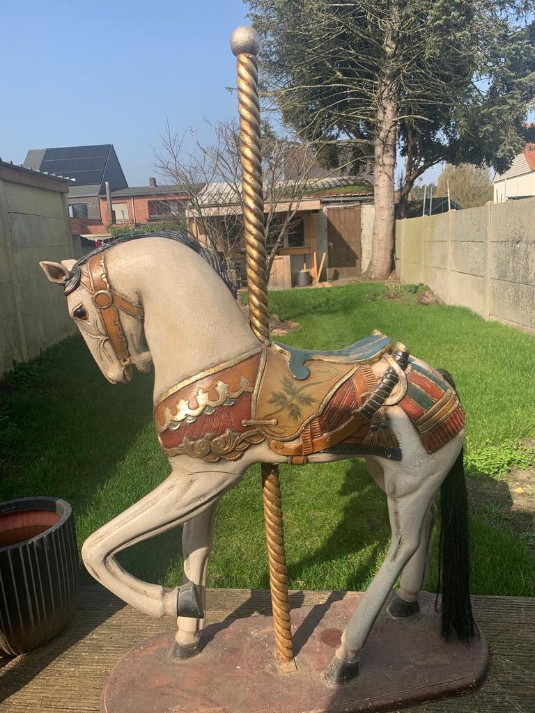 Antiek Carrousel Paard - Decoratief Houten Paard, Ophalen of Verzenden, Gebruikt