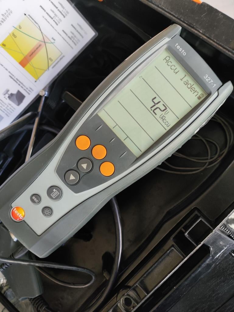 Testo 327-1 Rookgasanalyseapparaat met accessoires, Ophalen of Verzenden, Gebruikt, Temperatuur