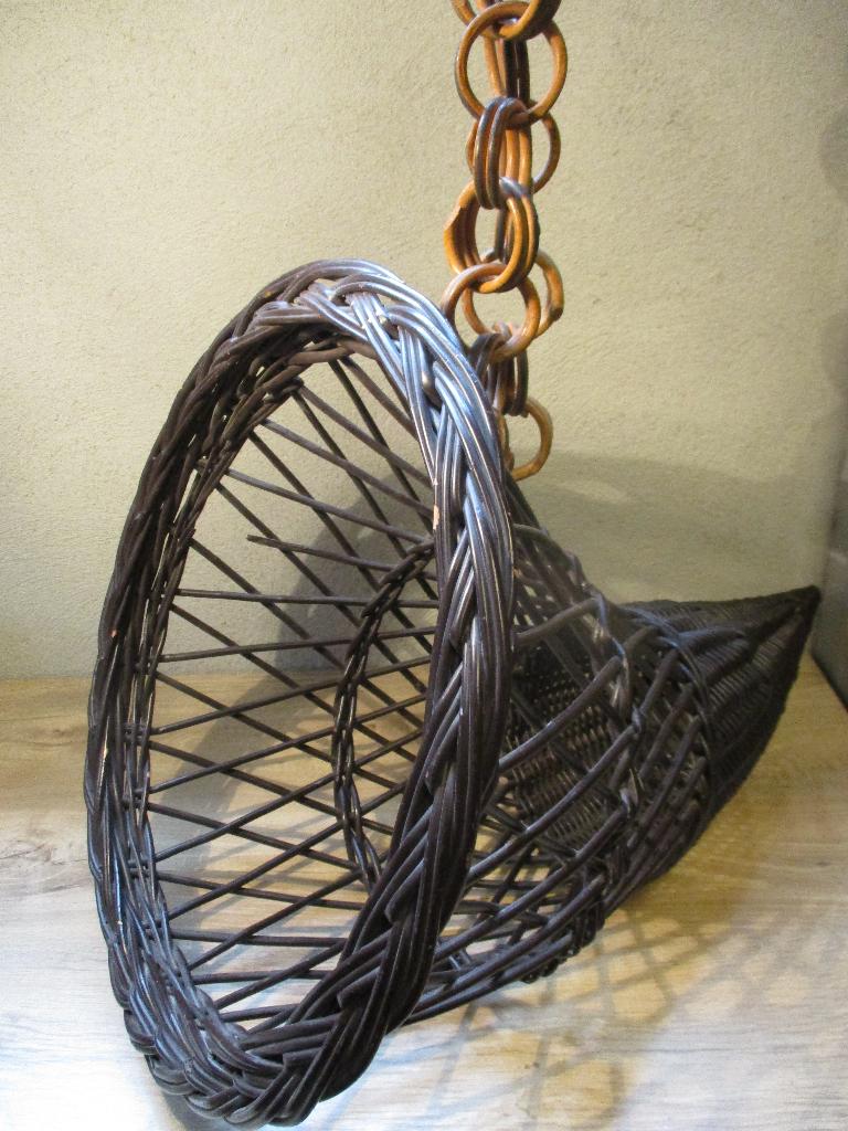 Vintage rieten mand puntmand hangmand, Ophalen, Gebruikt, Overige vormen, Riet