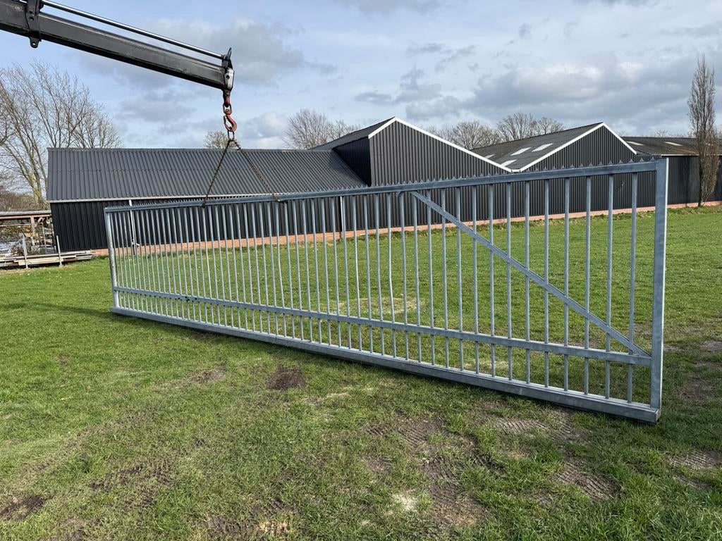 Schuifhek / Schuifpoort - Verzinkt Hekwerk, Ophalen, Met poort, Gebruikt, Overige typen