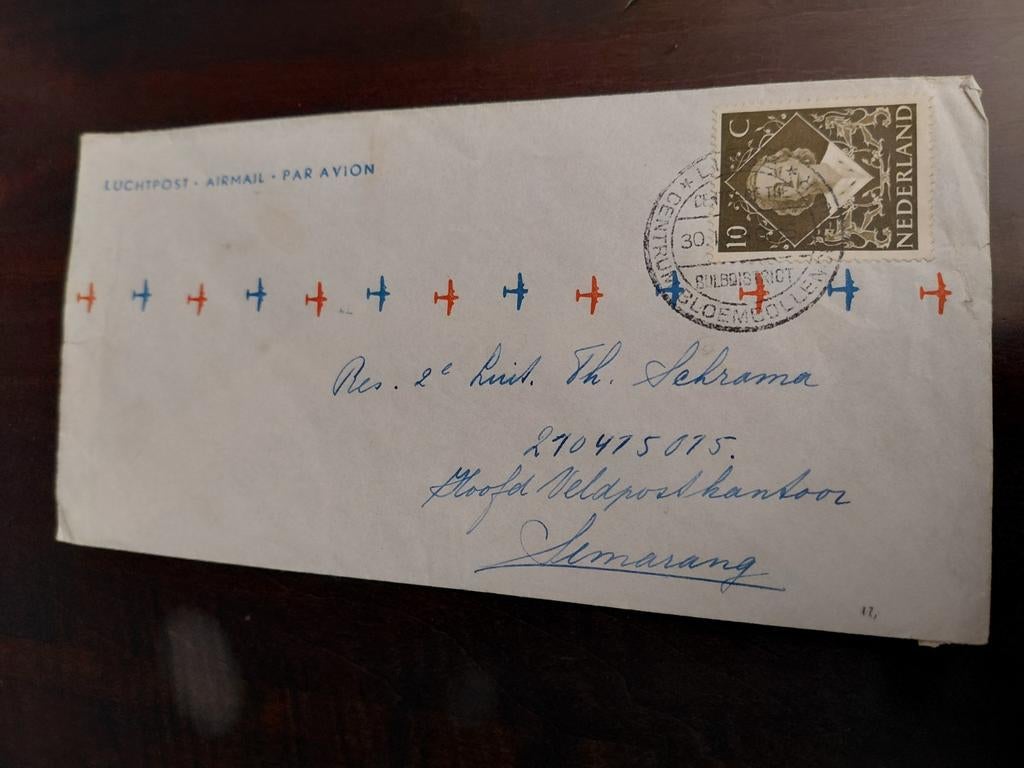 LUCHTPOSTENVELOP naar SEMARANG  30.IV.1949, Postzegels en Munten, Postzegels | Eerstedagenveloppen, Ophalen of Verzenden, Nederland