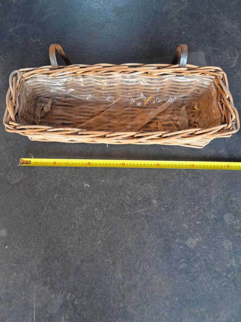 Rieten hangmand met plastic voering voor plantjes 55cm, Overige materialen, Minder dan 30 cm, Minder dan 60 cm, Ophalen of Verzenden