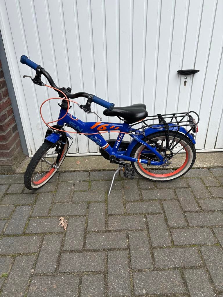 Blauwe Batavus kinderfiets 16 inch, Ophalen, Gebruikt, 16 tot 20 inch