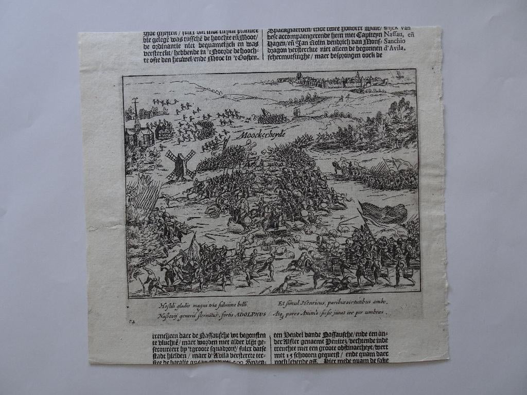gravure Slag om Mookerheide Mook Limburg Baudartius ca 1612, Verzenden