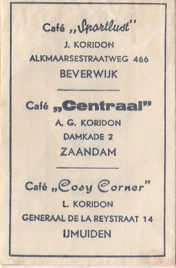 Centraal Damkade Zaandam - A Koridon - Beverwijk IJmuiden, Ophalen of Verzenden