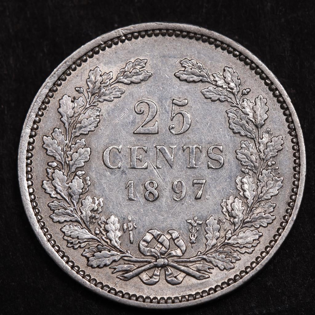 25 cent 1897. Zfr/Pr., Zilver, 25 cent, Ophalen of Verzenden, Koningin Wilhelmina