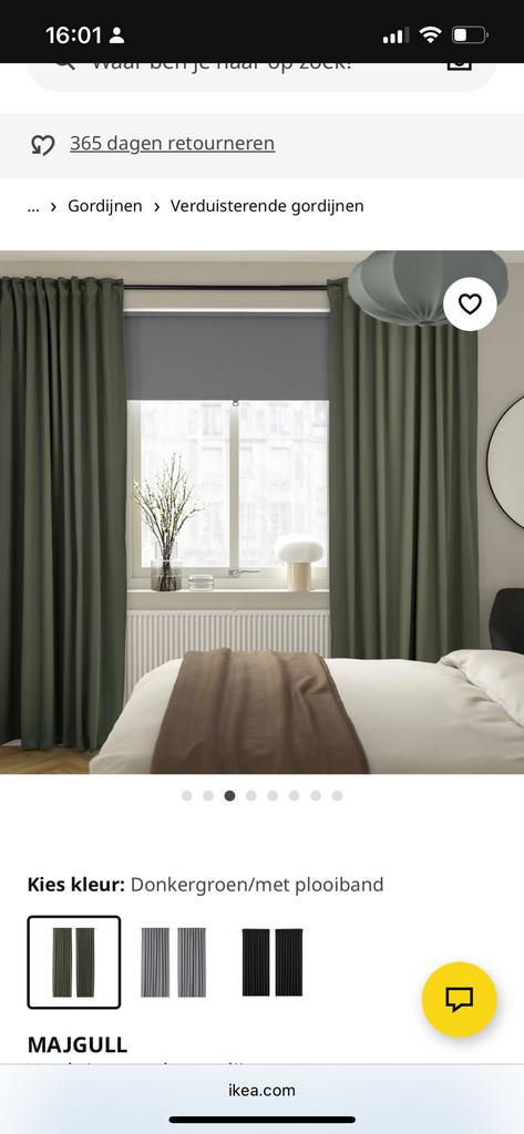Ikea Gordijnen - Groen , verduisterend, 1 enkele gordijn, Huis en Inrichting, Stoffering | Gordijnen en Lamellen, 100 tot 150 cm