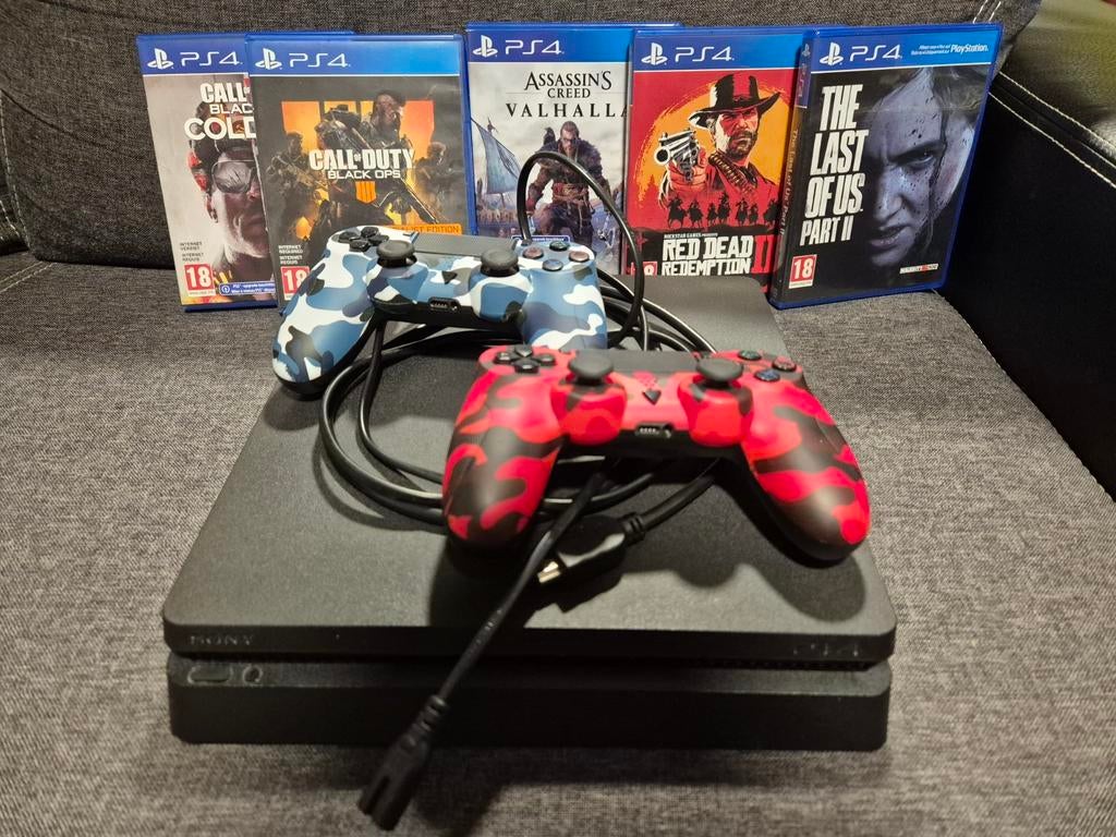 Playstion 4 slim te koop, Spelcomputers en Games, Spelcomputers | Sony PlayStation 4, Slim, Met 2 controllers, Ophalen of Verzenden